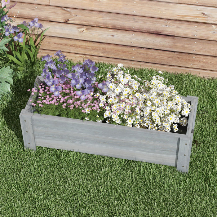 Outsunny Wooden Garden Raised Bed Planter Grow Containers Pot, 100x36.5x36cm