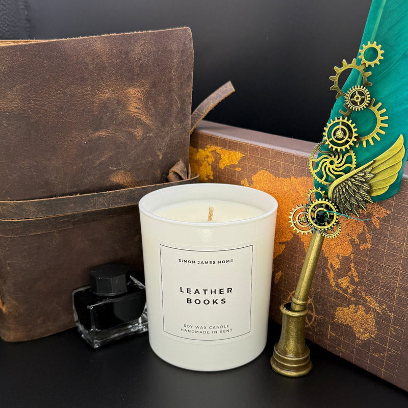 Leather Books Candle - Handmade Soy Wax
