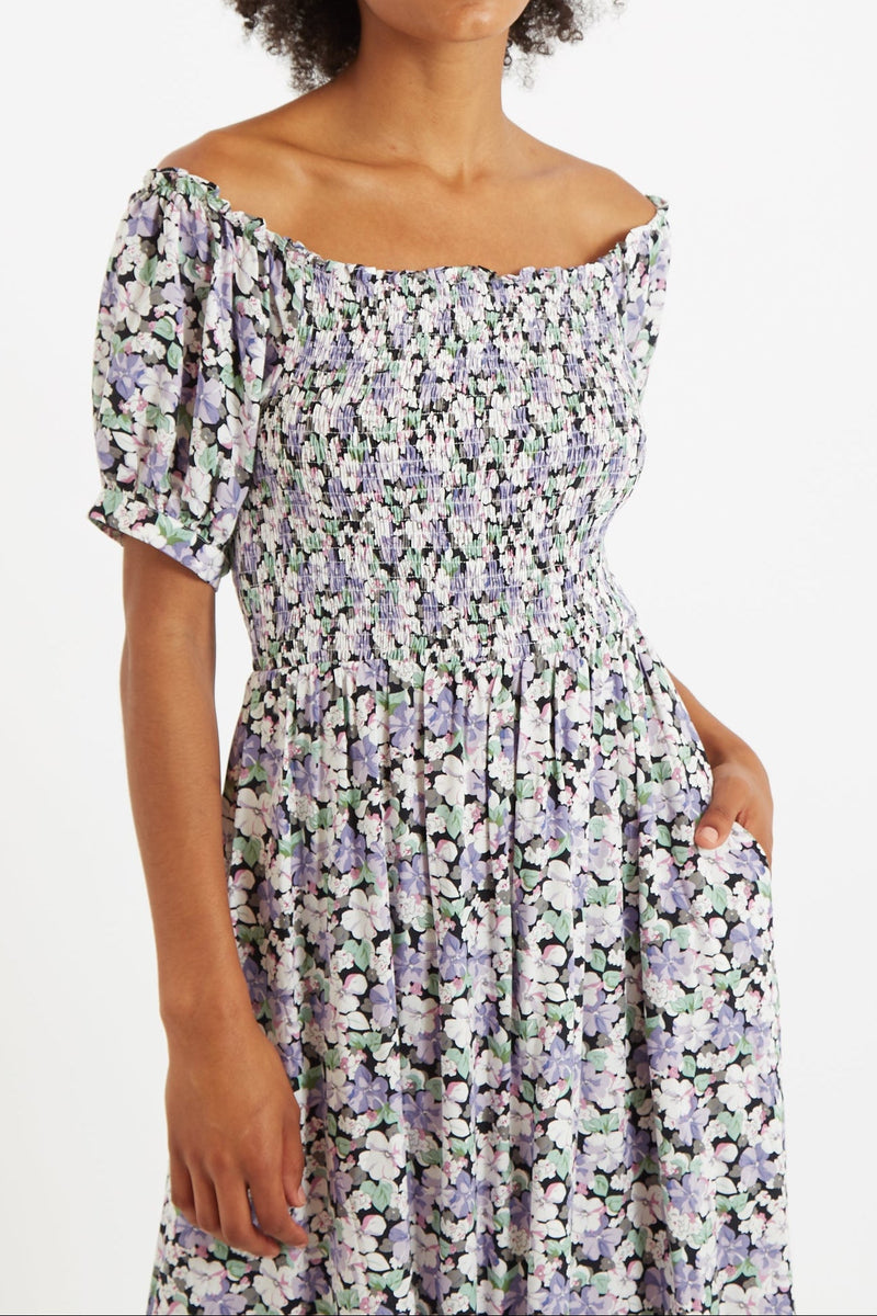 Babette Liseron Shirred Bodice Midi Dress