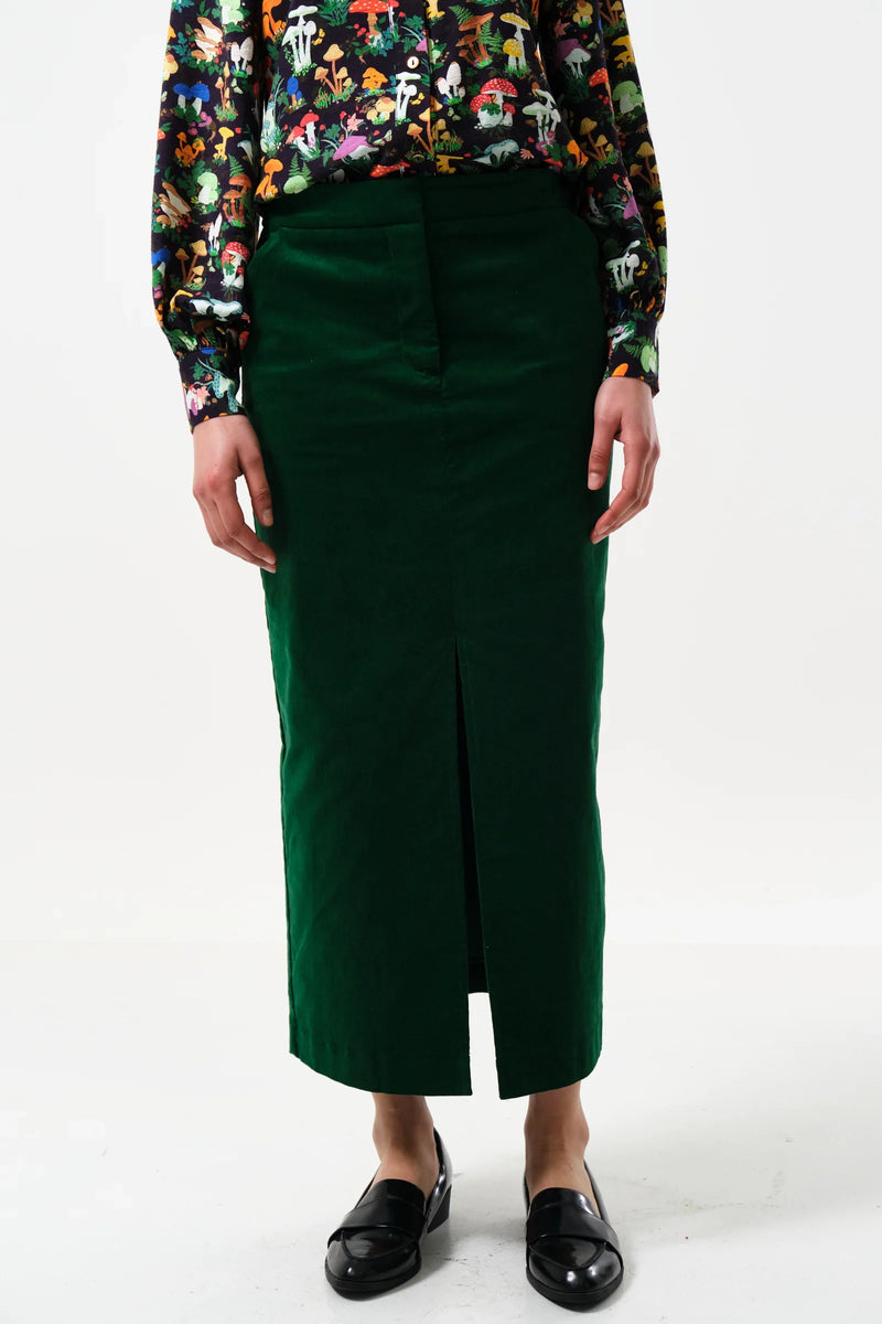 Balthazar Babycord Midi Pencil Skirt - Green