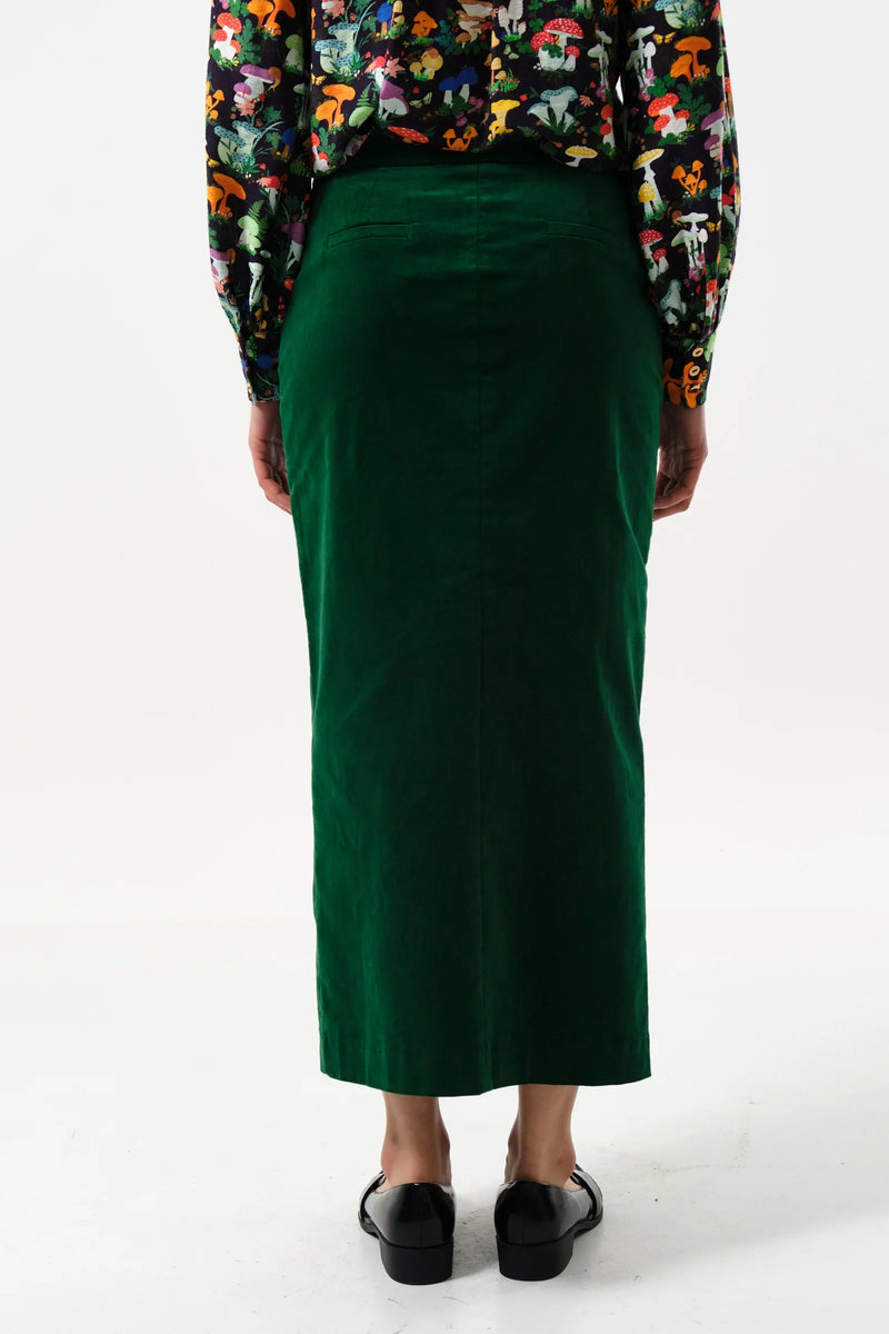 Balthazar Babycord Midi Pencil Skirt - Green