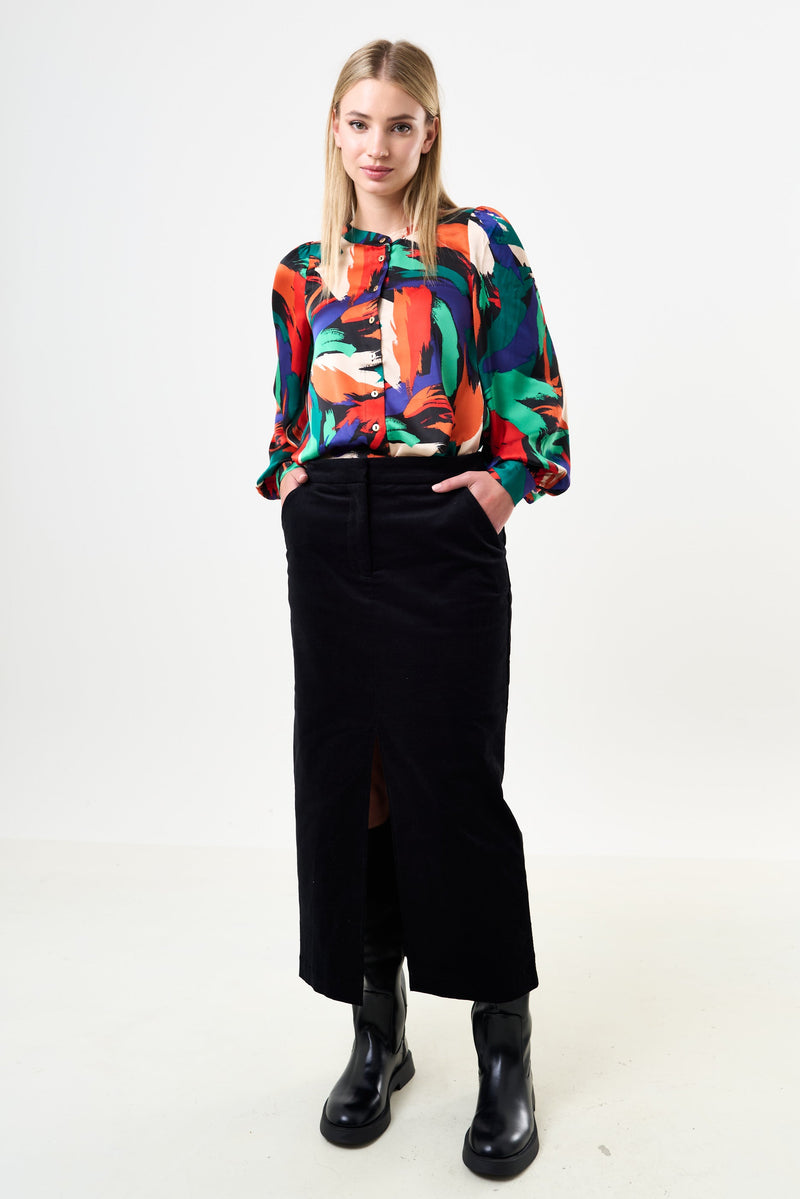 Balthazar Babycord Midi Pencil Skirt - Black