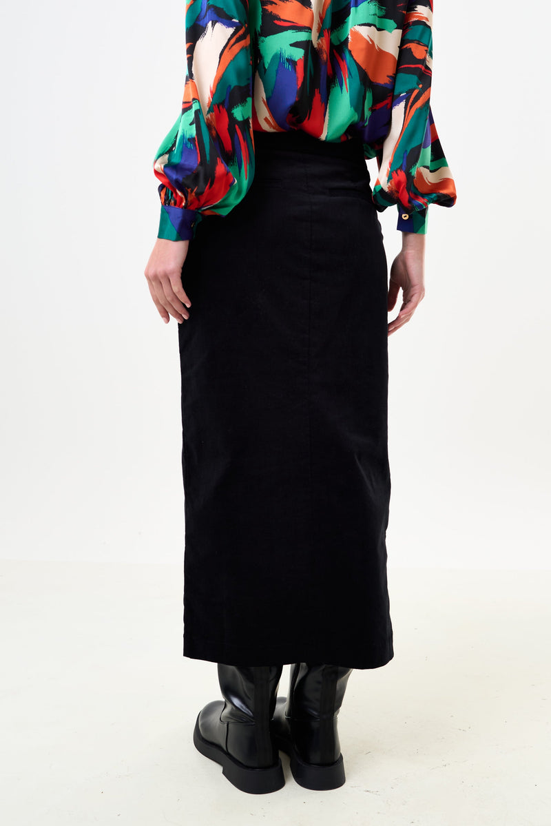 Balthazar Babycord Midi Pencil Skirt - Black