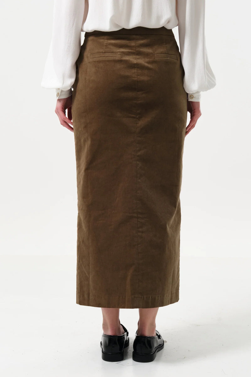 Balthazar Babycord Midi Pencil Skirt - Mole
