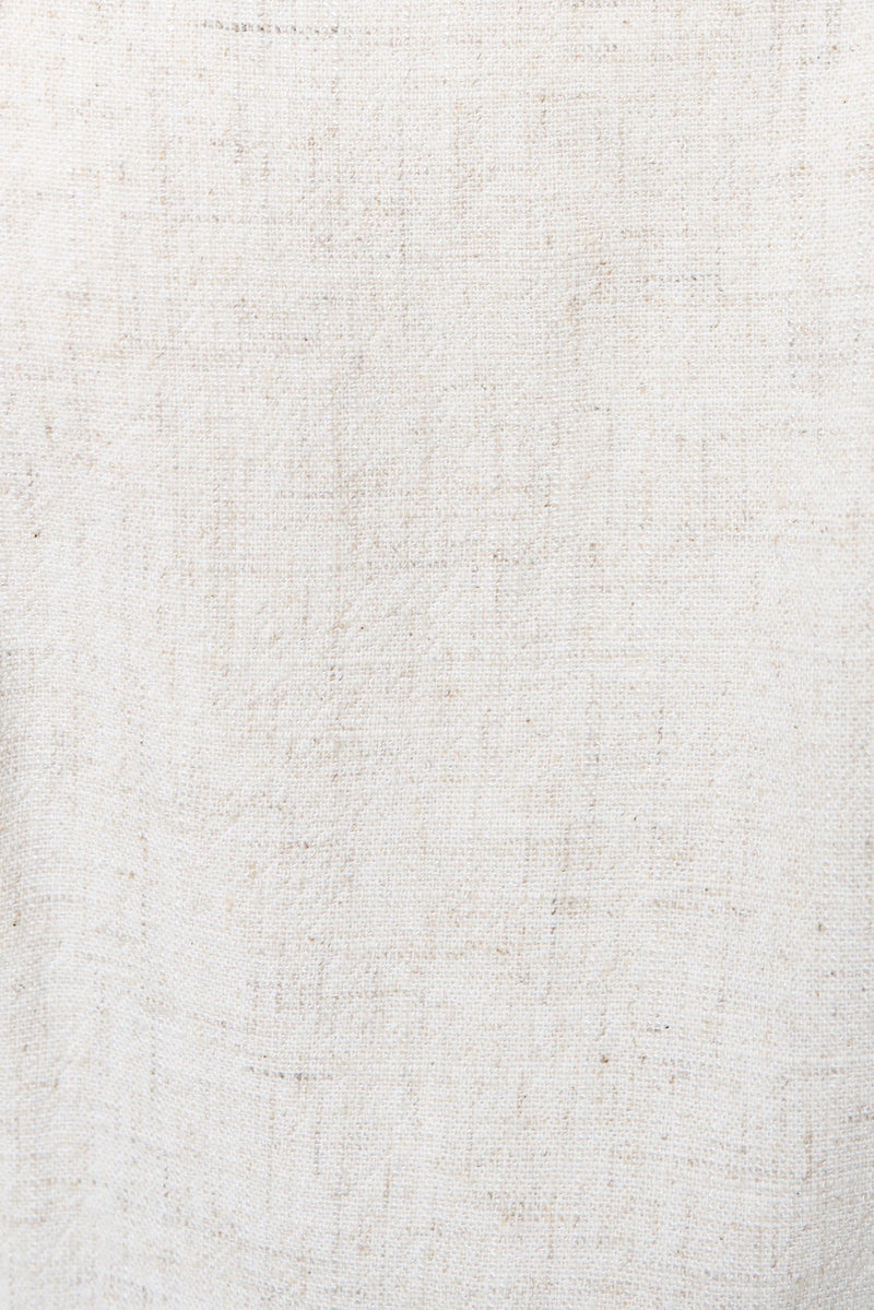Baya Linen Mix Square Neck Midi Dress - Natural