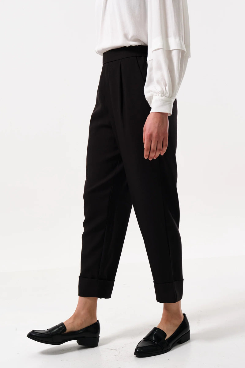 Bayeux Sustainable Satin Back Crepe Trouser - Black