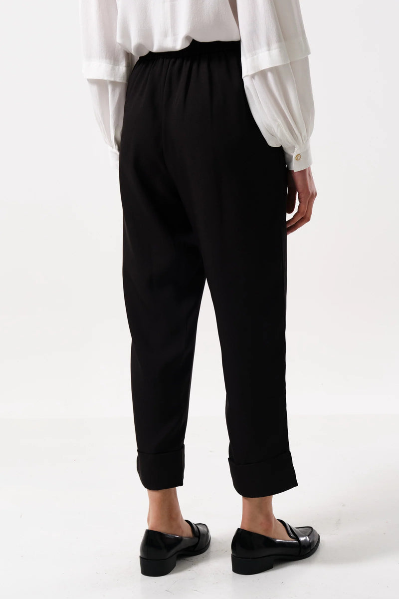 Bayeux Sustainable Satin Back Crepe Trouser - Black