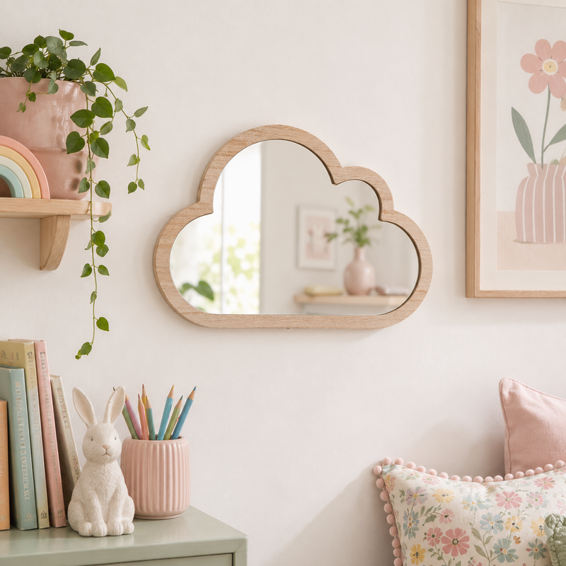 Baby Nursery Wooden Cloud Shape Mirror