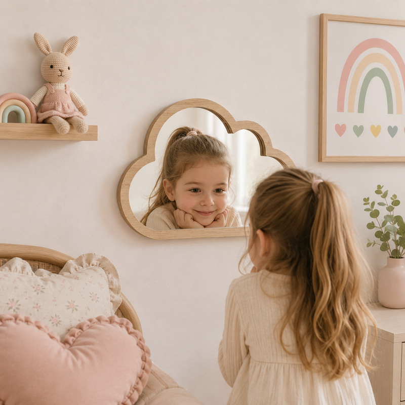Baby Nursery Wooden Cloud Shape Mirror