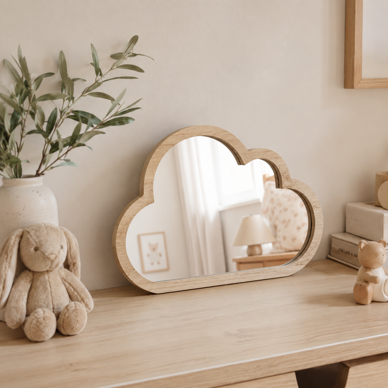 Baby Nursery Wooden Cloud Shape Mirror