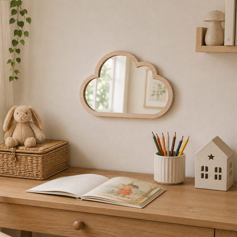 Baby Nursery Wooden Cloud Shape Mirror