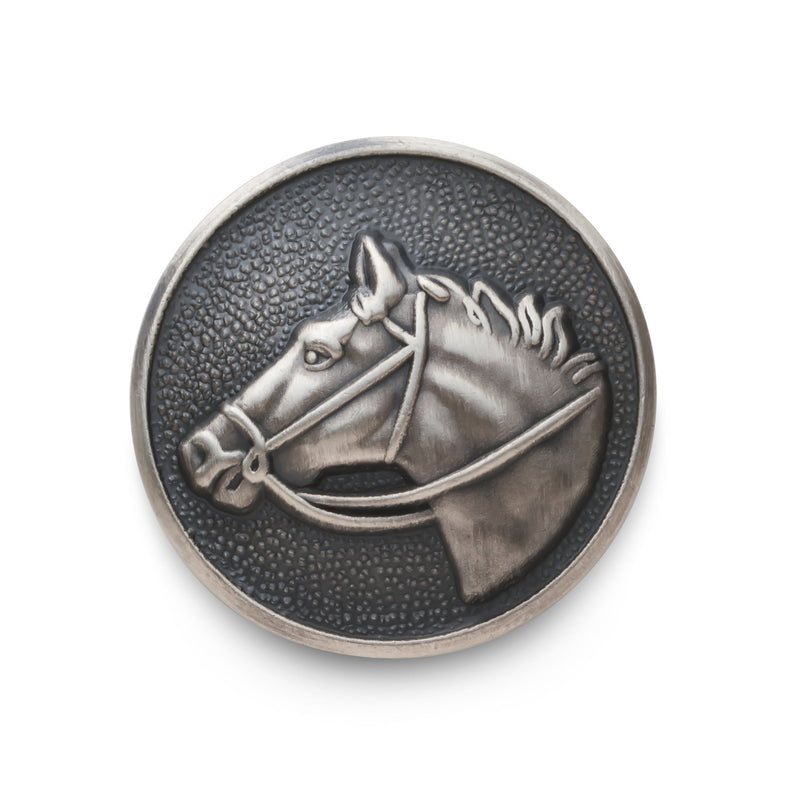 Horse Head Blazer Button In Antique Silver