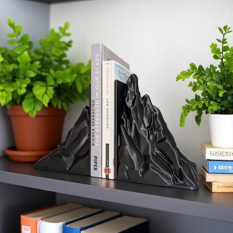 Minimalist Mountain Bookends | Modern 3D Printed Set