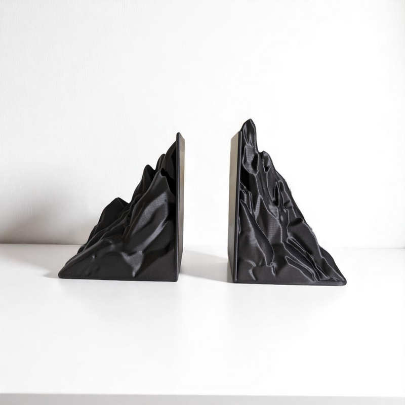 Minimalist Mountain Bookends | Modern 3D Printed Set