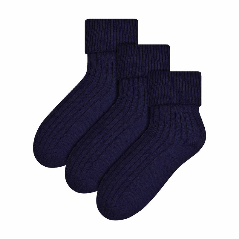 3 Pack Ladies Cosy Wool Bed Socks (2 Sizes)