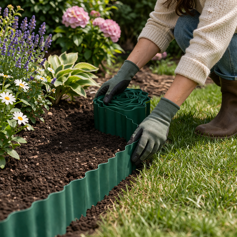 30M x 15cm Strong Plastic Garden Edging Border Roll
