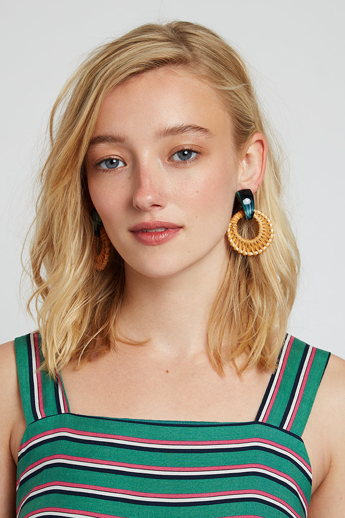 Bethany Green Tortoise Shell And Bamboo Hoop Earring