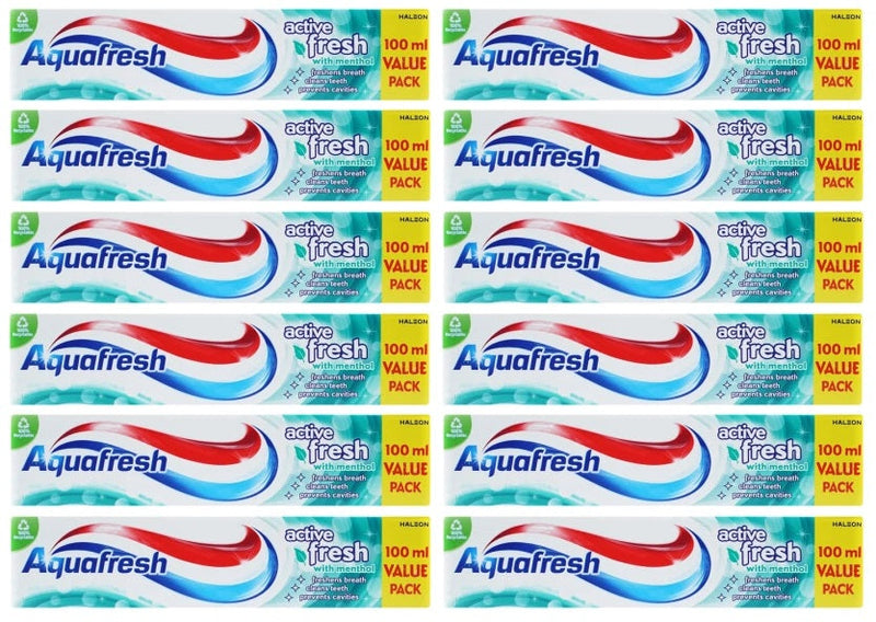 12 x Aquafresh Toothpaste Active Fresh - 100ML