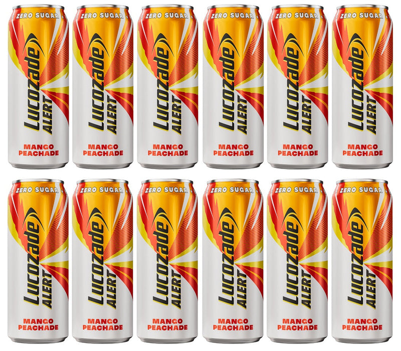 12 X Lucozade Alert Zero Mango Peachade 500ML