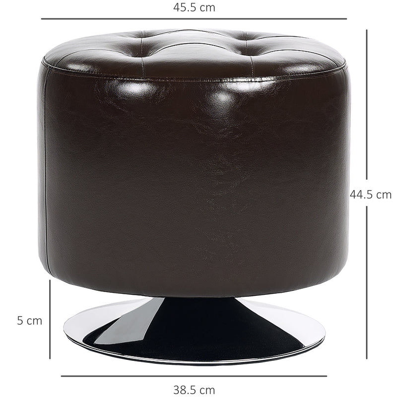 HOMCOM 360° Swivel Foot Stool PU Footstool with Thick Padding Brown