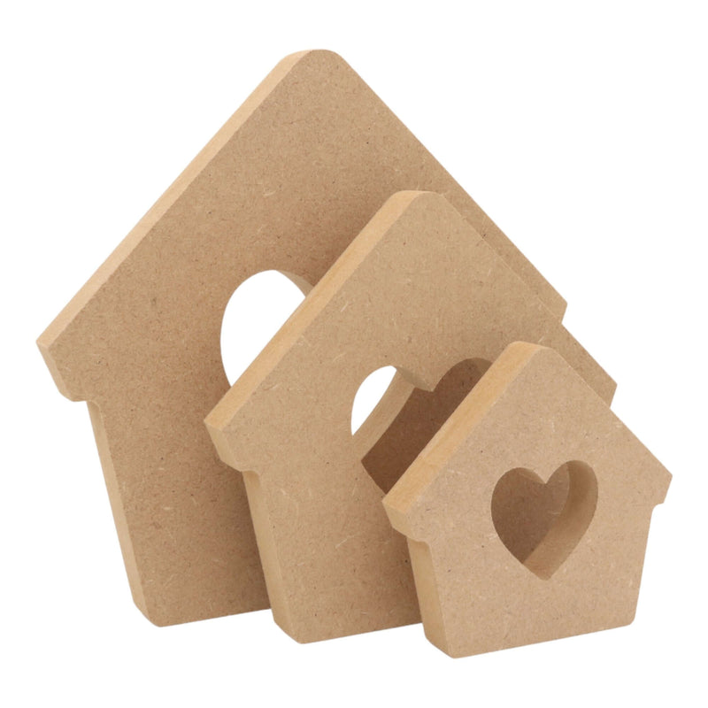 MDF Freestanding Bird House with Heart Cut out Shape