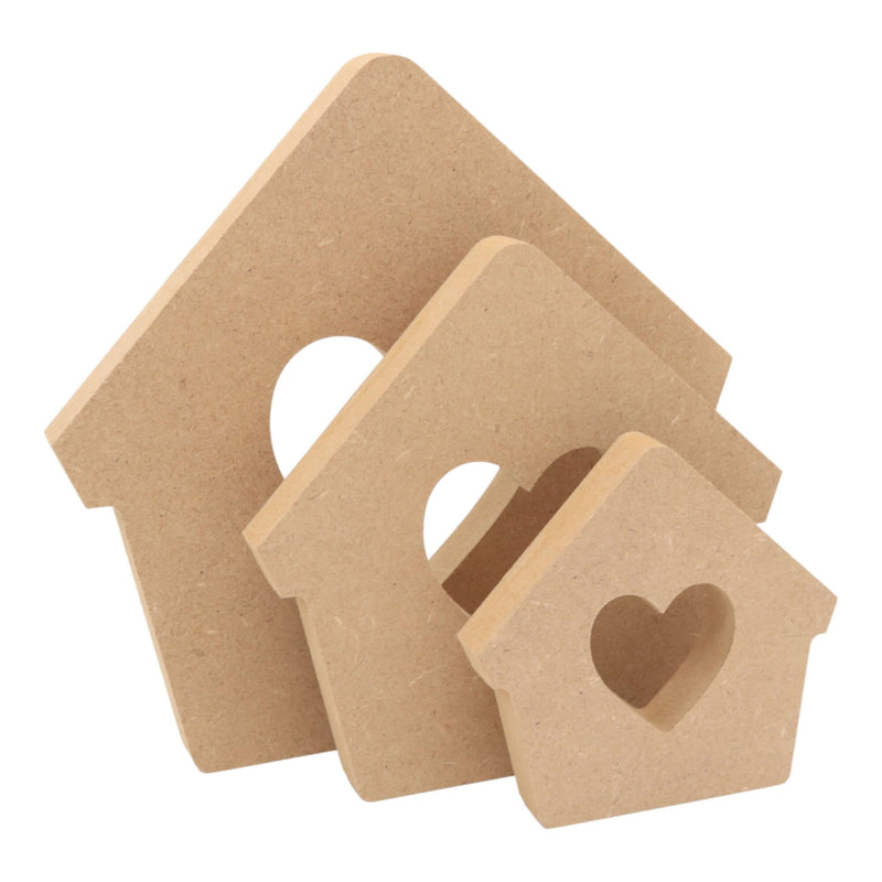 MDF Freestanding Bird House with Heart Cut out Shape