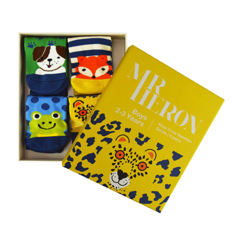 4 Pack Boys Novelty Bamboo Socks in a Gift Box