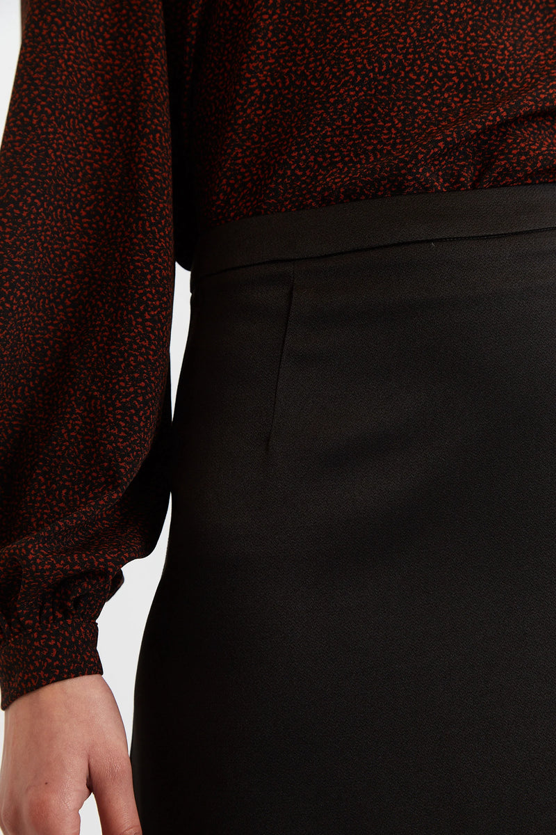 Blanche Sustainable Satin Back Crepe Maxi Skirt - Black