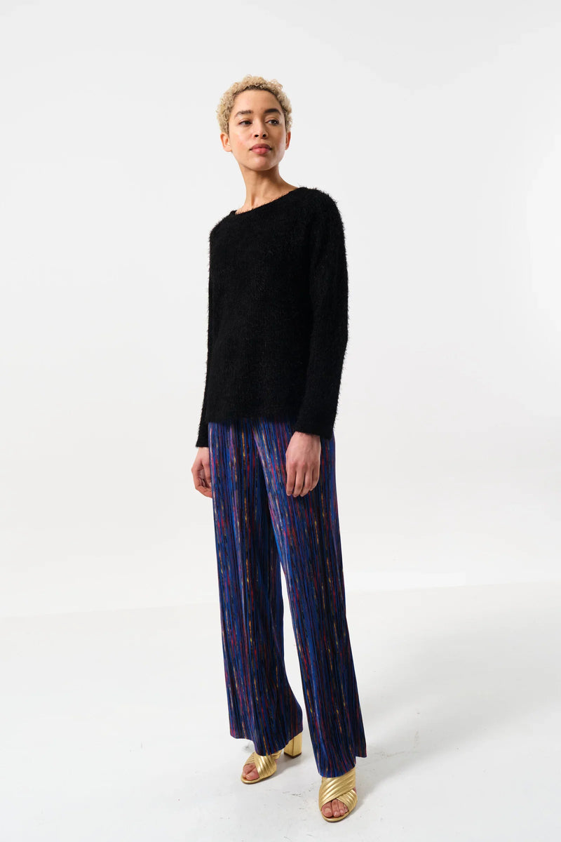 Blanka Eyelash Rib Long Sleeve Jumper - Black