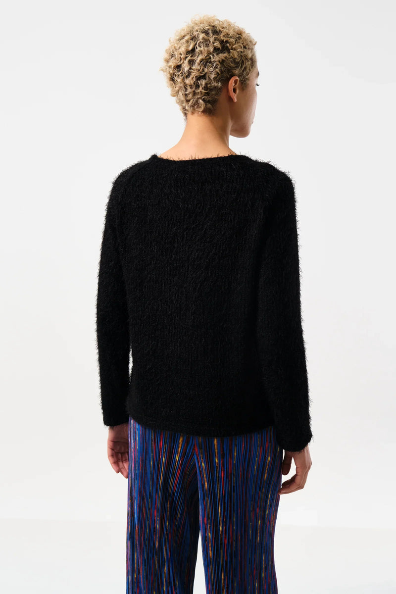Blanka Eyelash Rib Long Sleeve Jumper - Black