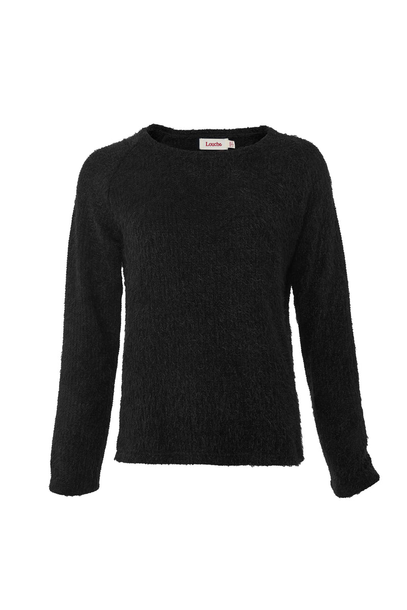 Blanka Eyelash Rib Long Sleeve Jumper - Black