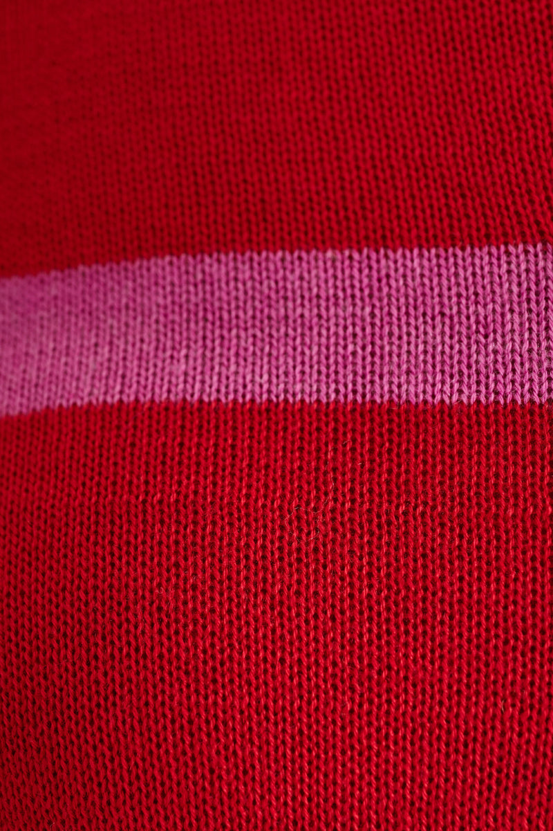 Bly Bow Intarsia Striped Jumper – Red