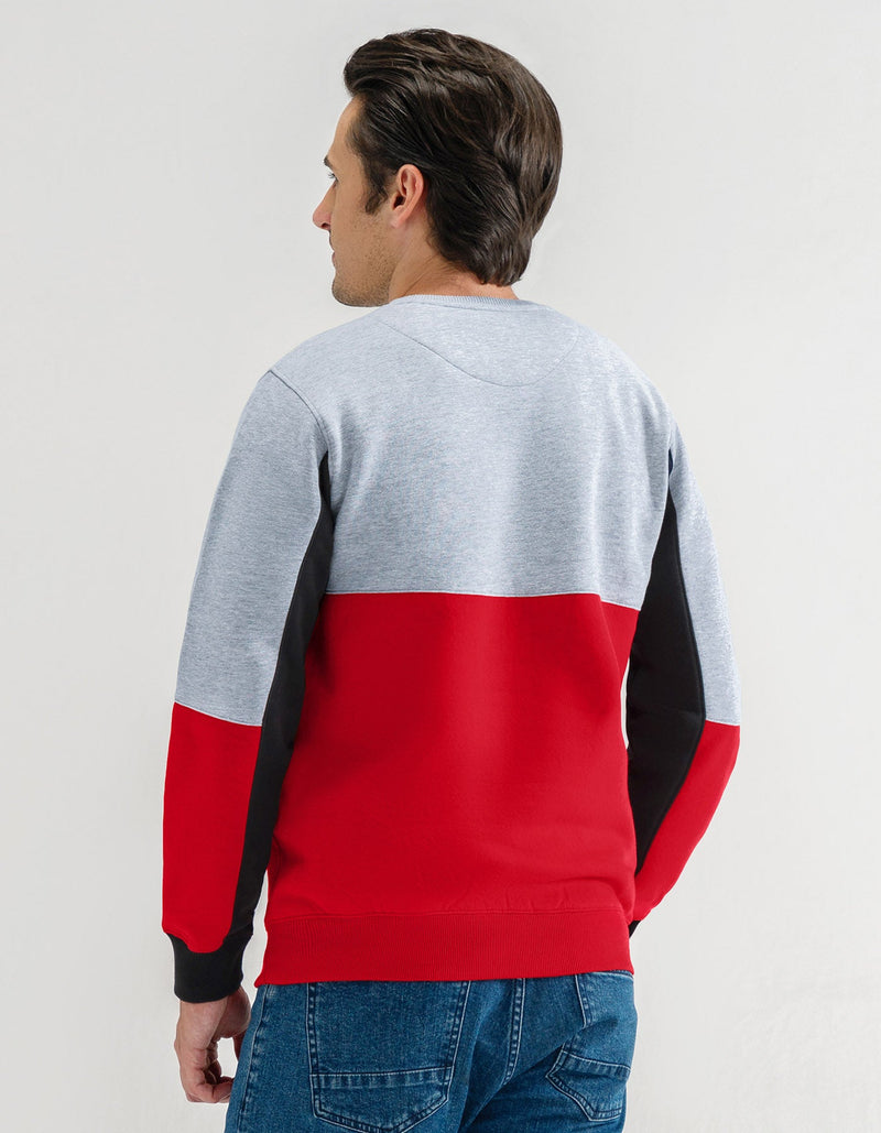 Heather Grey and Red Colour Block Sweatshirt