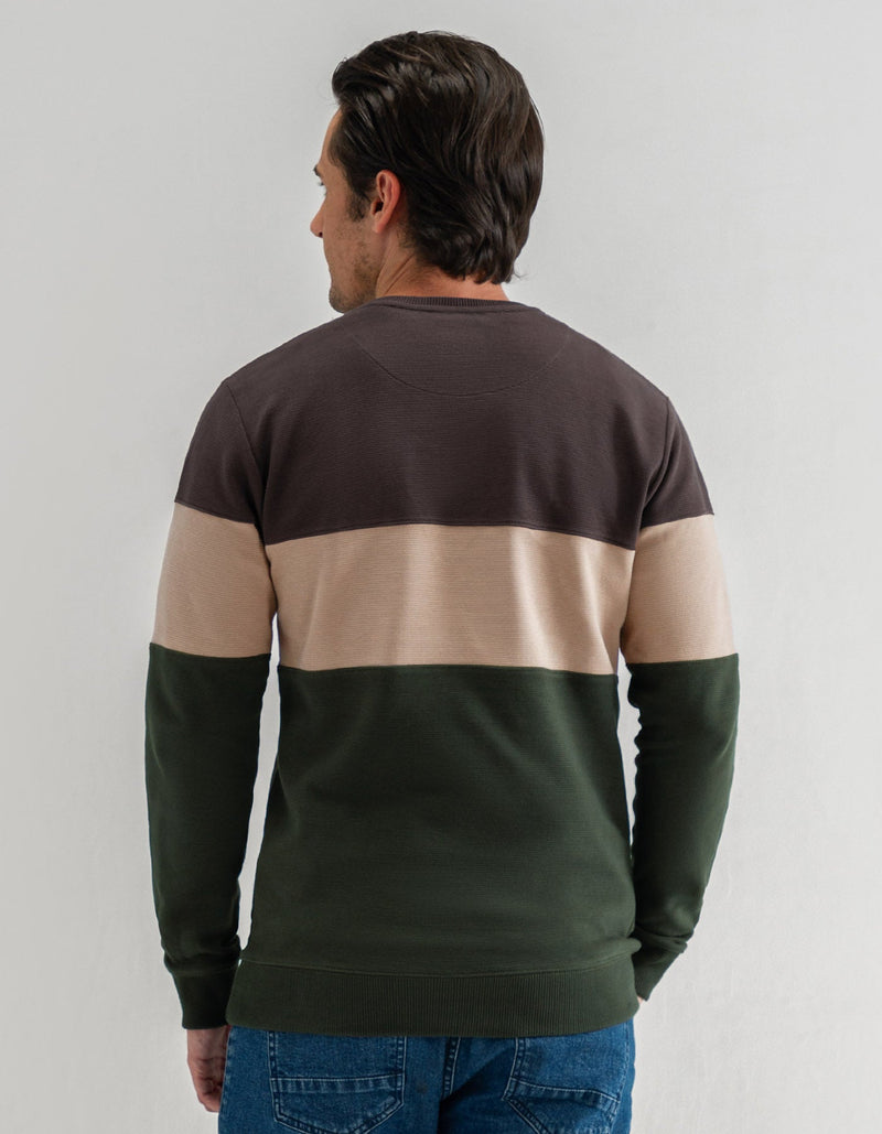 Textured Colour Block Sweatshirt – Brown