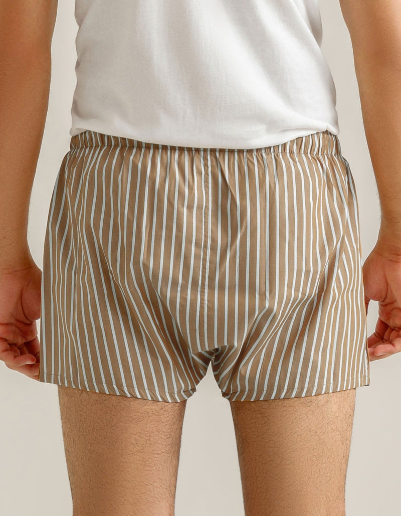 Light Brown Striped Woven Boxer