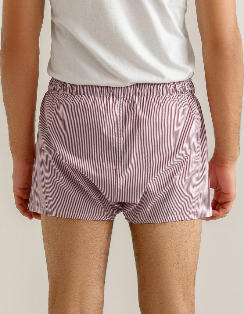 Maroon Striped Cotton Boxers
