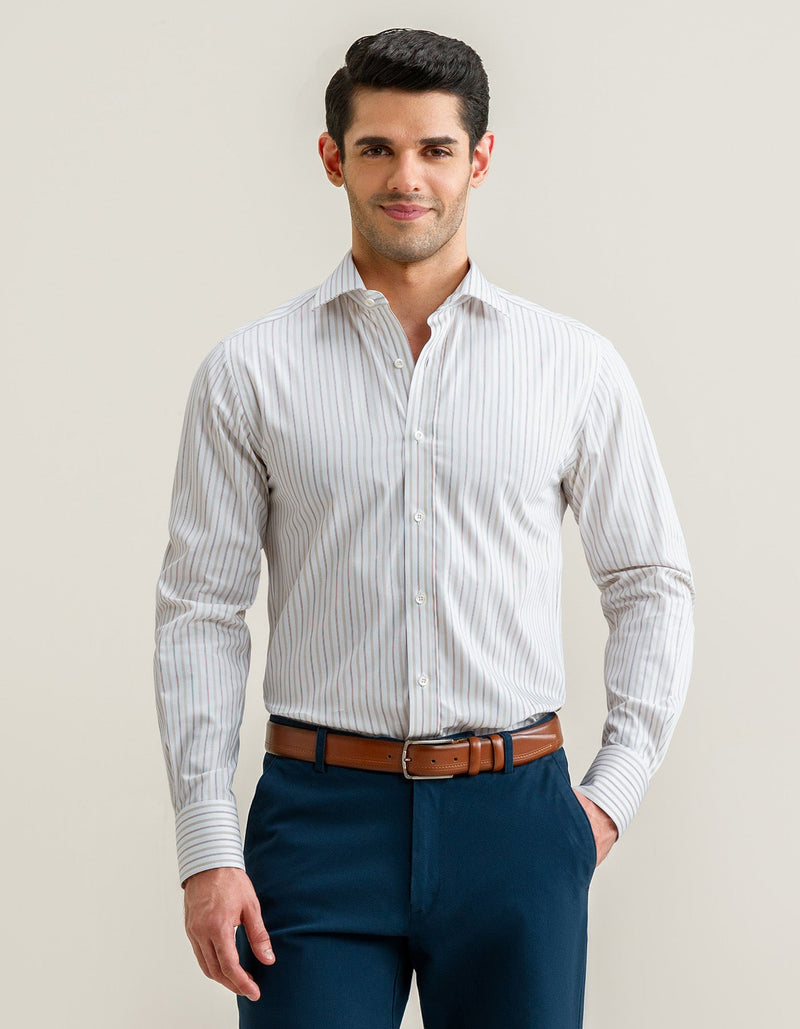 Striped Twill Dress Shirt – Fawn