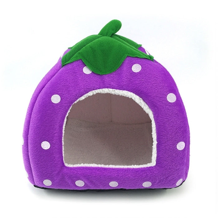 Strawberry Shaped Foldable Short Plush Pet House Nest, Size: L, Red, Size L, Pink, Size L, Purple, Size L