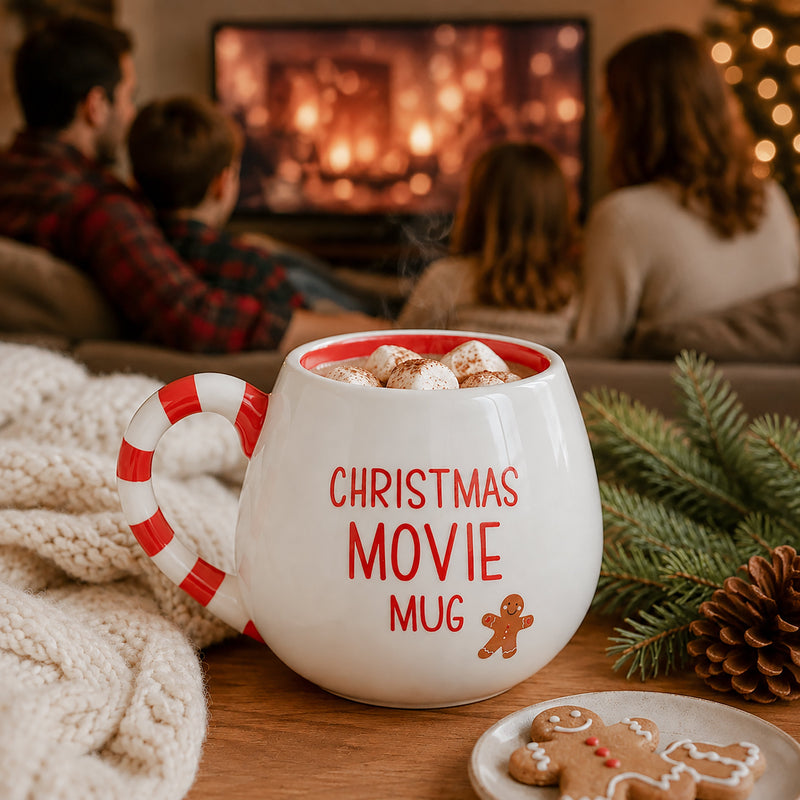 Christmas Movie Mug with Candy Cane Handle