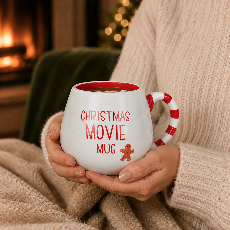 Christmas Movie Mug with Candy Cane Handle