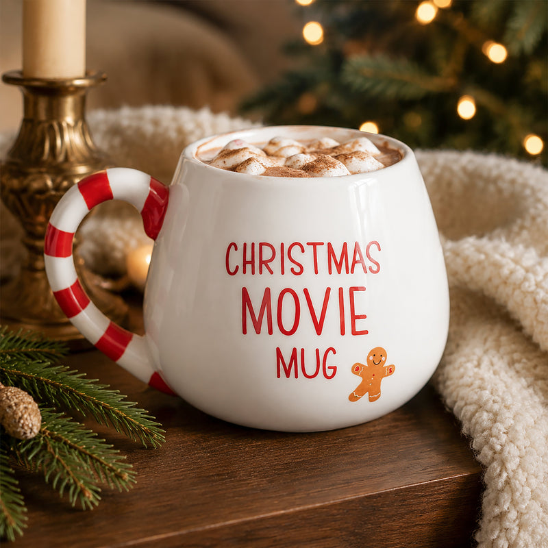 Christmas Movie Mug with Candy Cane Handle