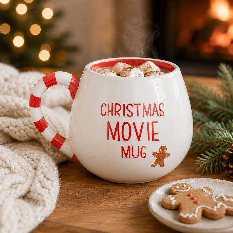 Christmas Movie Mug with Candy Cane Handle
