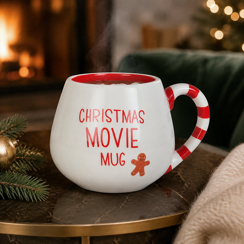 Christmas Movie Mug with Candy Cane Handle