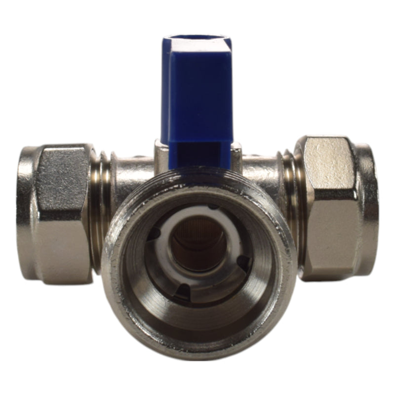 Brass Compression Tee Valve 15mm - ¾” BSP Male