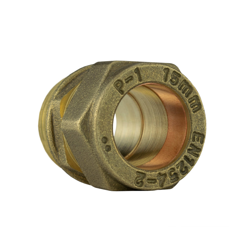 Brass Compression Straight 15mm - 1/2"BSPM
