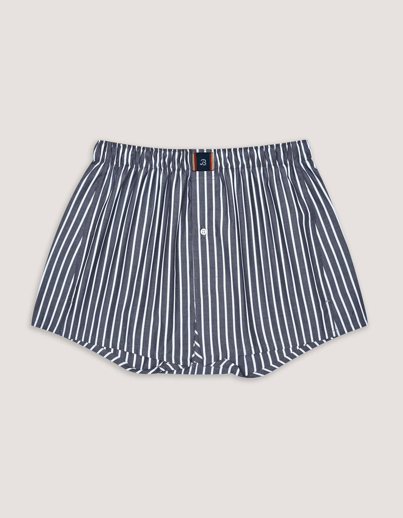 Charcoal Grey Striped Cotton Boxer