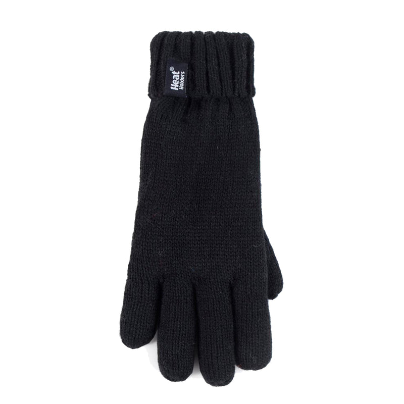 Children Winter Warm Fleece Lined Knit Turn Over Cuff Ribbed Hat & Gloves Set