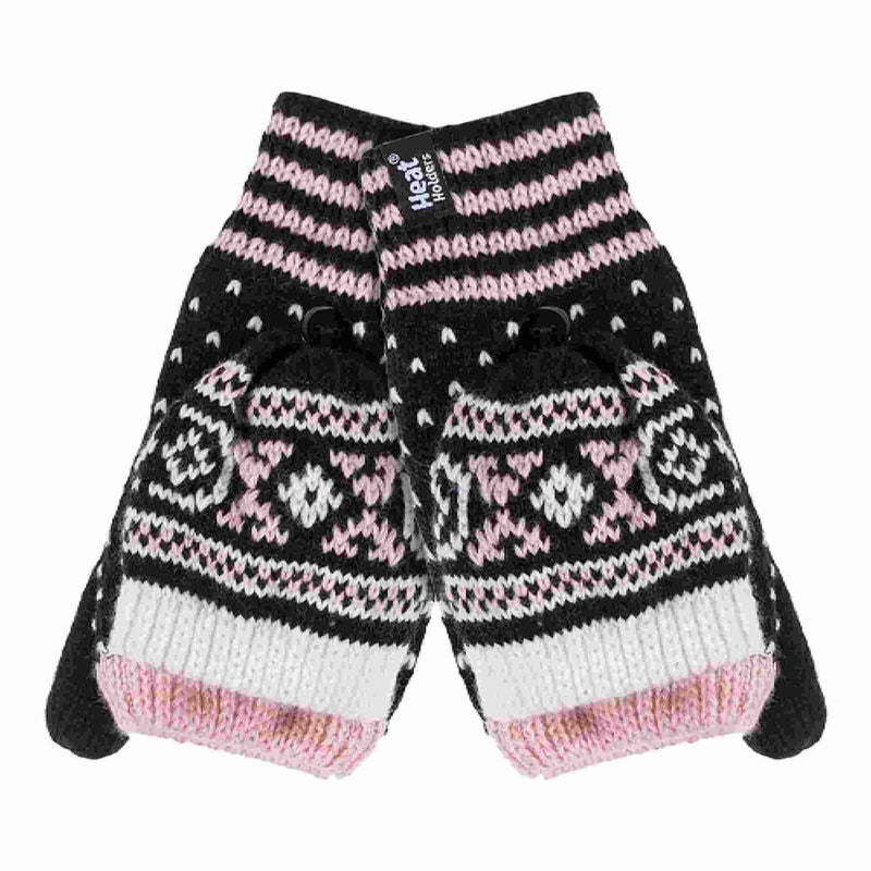 Ladies Warm Fairisle Patterned Thermal Fingerless Converter Gloves