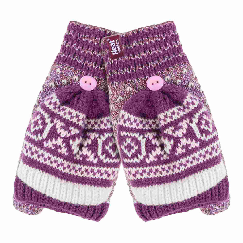 Ladies Warm Fairisle Patterned Thermal Fingerless Converter Gloves