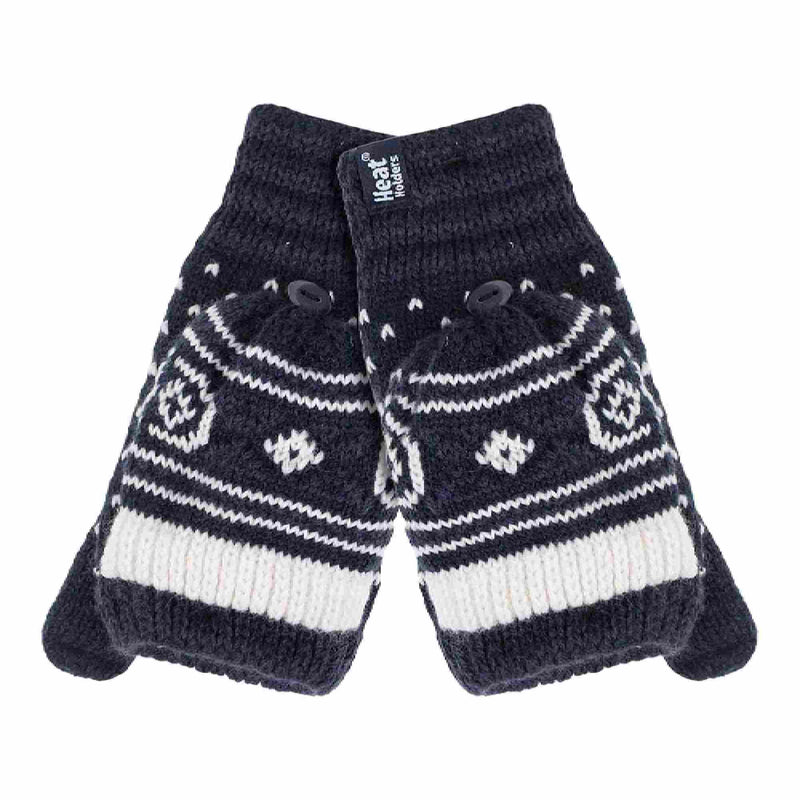 Ladies Warm Fairisle Patterned Thermal Fingerless Converter Gloves